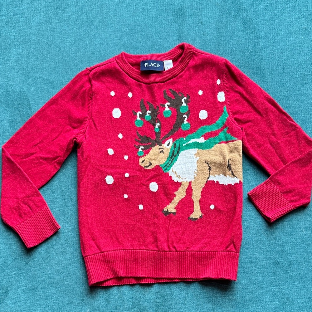 The Children's Place Festive Red Reindeer Sweater
